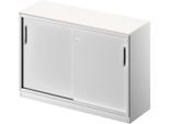 Schäfer Shop Genius Schiebetürenschrank TETRIS SOLID, 2 OH, B 1200 mm, inkl. 19 mm Abdeckplatte, weiß/weißalu