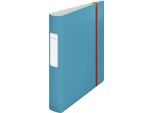 Leitz® Ordner 180° Active Cosy, A4, Rückenbreite 65 mm, 180°-Hebelmechanik, geklebtes Rückenschild & Gummiband, blau