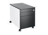 Schäfer Shop Genius Rollcontainer 126, 1 Schublade, 1 Utensilienauszug, 1 Hängeregistraturauszug, Zentralverschluss, seitliche Griffnut, B 435 x T 765 x H 577 mm, weiß/graphit
