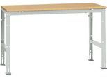 Manuflex Grundtisch UNIVERSAL Standard, Tischplatte Multiplex, 1500x800, lichtgrau