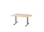 Schäfer Shop Select Besprechungstisch Planova Basic, Halbkreis, T-Fuß, B 1400 x T 1000 x H 717 mm, Ahorn/weißaluminium RAL 9006