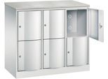 C+P Schließfachschrank Resisto, 3 Abteile, 6 Fächer, B 1148 x T 540 x H 1077 mm, Lichtgrau
