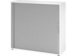 Querrollladenschrank Breno, 3 OH, abschließbar, stapelbar, B 1200 x T 400 x H 1100 mm, Spanplatte, weiß