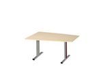 Schäfer Shop Select Besprechungstisch MODENA Basic, Tonne, T-Fuß, B 1400 x T 1000 x H 717 mm, Ahorn/weißaluminium RAL 9006