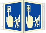 moedel Winkelschild „Hausalarm Evakuierung“, Aluminium, 148 × 148 mm, langnachleuchtend