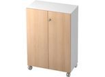 Rollenschrank TOPAS LINE, 3 Ordnerhöhen, Türen abschließbar, weiß/Eiche-Dekor