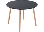 Bistrotisch Palomba, rund, 4-Fuß Gestell aus Massivholz, Ø 1000 x H 750 mm, schwarz/Buche