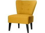 meet by Paperflow Lounge Sessel BRIGHTON Stoffbezug, Vintage-Steppung, Massivholzbeine Buche schwarz lackiert, safran