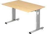 Schreibtisch ULM, C-Fuß, Rechteck, B 1200 x T 800 x H 650-850 mm, Ahorn-Dekor