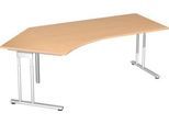 Winkelschreibtisch 135° PALENQUE, C-fuß, Winkel links, B 2165 x T 800/1130 x H 680-820 mm, Buche