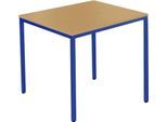 Schäfer Shop Pure Stahlrohrtisch, Quadrat, Quadratrohrfuß, B 800 x T 800 x H 720 mm, Buche/enzianblau