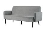 Dreisitzer Sofa meet by Paperflow LISBOA, Samtbezug grau, Fußgestell schwarz, B 1590 x T 550 x H 430 mm