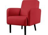 Sessel meet by Paperflow LISBOA, desinfektionsmittelbeständiger Kunstlederbezug rot, Fußgestell schwarz, B 710 x T 815 x H 830 mm