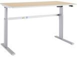 Schäfer Shop Select Schreibtisch Moxxo IQ, elektrisch höhenverstellbar, Rechteck, C-Fuß, B 1800 x T 800 x H 725-1185 mm, Ahorn/weißaluminium