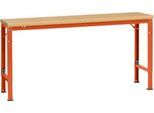 Manuflex Grundtisch UNIVERSAL Spezial, 1750 x 800 mm, Multiplex natur, rotorange