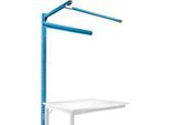 Aufbauportal m. Ausleger, Ansatztisch SPEZIAL Arbeitstisch/Werkbank UNIVERSAL/PROFI, 1250 mm, lichtblau