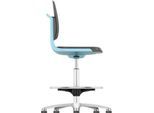 Arbeitsdrehstuhl Labsit hoch, Kunstleder, Gleiter, B 450 x T 420 x H 520 - 770 mm, blau
