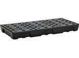 Auffangwanne für Kleingebinde CEMO 10/5, Volumen 27 l, für Regalfachmaß 1000 x 500 mm, mit Gitterrost, mit Zulassung, stapelbar, Polyethylen, schwarz