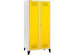 Schäfer Shop Genius Kleiderspind mit Füßen, 2 Abteile, 400 mm Abteilbreite, Sicherheitsdrehriegelverschluss, rapsgelb