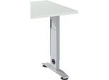 Schäfer Shop Select Ansatztisch LOGIN, C-Fuß, B 1000 x T 600 x H 660-820 mm, lichtgrau/weißalu