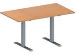 Schäfer Shop Genius Konferenztisch MODENA FLEX, Rechteck, T-Fuß Rechteckrohr, B 1400 x T 800 x H 650-850 mm, Buche/weißaluminium RAL 9006