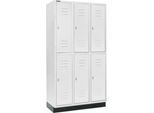Schäfer Shop Select Kleiderspind, mit 3 x 2 Abteilen, 300 mm, mit Sockel, Drehriegelverschluss, Tür lichtgrau