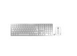 Funktastatur mit Maus Cherry DW 9100 SLIM, QWERTZ, USB/Bluetooth, wiederaufladbar, Maus mit 6 Tasten, bis 2400 dpi, bis 10 m, silber-weiß