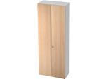 Schrank TOPAS LINE, Akten/Garderobenschrank, 6 Ordnerhöhen, B 800 mm, weiß/Eiche-Dekor