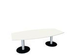 Konferenztisch, bis 8 Personen, Boot, Tellerfuß, B 2400 x T 800/1200 x H 720 mm, weiß/weißaluminium