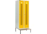 Schäfer Shop Select Kleiderspind, mit Sitzbank, 2 Abteile, 400 mm, Zylinderschloss, Tür gelb