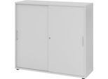 Schiebetürschrank Breno, abschließbar, Spanplatte, melaminharzbeschichtet, B 1200 x T 400 x H 1100 mm, 3 Ordnerhöhen, lichtgrau/lichtgrau