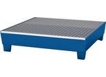 Auffangwanne ASECOS, Stahl, mit Gitterrost u. Staplerschuhen, 200 l Auffangvolumen, B 1210 x T 1240 x H 285 mm, lackiert