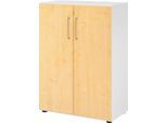 Schränke Breno, 3 OH, abschließbar, 28 kg je Boden, B 800 x T 420 x H 1100 mm, weiß/Ahorn