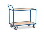 fetra leichter Tischwagen, Stahl, blau, 2 Etagen, L 1000 x B 700 mm, bis 300 kg