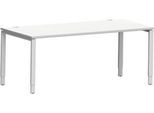 Schäfer Shop Genius Schreibtisch Modena Flex, Rechteck, 4-Fuß Rechteckrohr, B 1800 x T 800 x H 650-850 mm, lichtgrau/weißaluminium