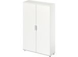 Schäfer Shop Genius Flügeltürenschrank TETRIS WOOD, 5 OH, Höhe inkl. Gleiter, B 1200 mm, weiß
