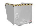 Bauer Kippbehälter GU-E 1500, mit Siebblech & Ablasshahn, öl-/wasserdicht, staplertauglich, B 1280 x T 1640 x H 1090 mm, mausgrau RAL 7005
