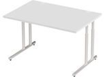 Schäfer Shop Select Schreibtisch COMBITEC, Rechteck, C-Fuß, B 1200 x T 800 x H 677-817 mm, lichtgrau/weißaluminium