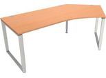 Schäfer Shop Genius Winkelschreibtisch MODENA FLEX, 135°, Bügelfuß, Ansatz rechts, B, B 2165 mm, Buche-Dekor