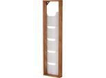Update Display Prospektständer WoodMagazine, Wandversion, einseitig, Holz und Acrylglas, Buche, 5 Fächer je DIN A4