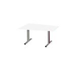 Schäfer Shop Select Besprechungstisch MODENA Basic, Tonne, T-Fuß, B 1400 x T 1000 x H 717 mm, weiß/weißaluminium RAL 9006