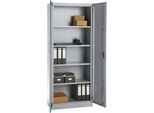 Büroschrank, 5 OH, abschließbar, mit aufliegenden Türen, B 800 mm, Weißalu