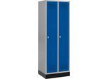Schäfer Shop Genius Kleiderspind mit Sockel, 2 Abteile, Zylinderschloss, weißaluminium/enzianblau