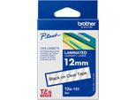 Schriftbandkassette Brother TZe-131, selbstklebend, L 8 m x B 12 mm, farblos/schwarz