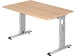 Schreibtisch ULM, C-Fuß, Rechteck, B 1200 x T 800 x H 650-850 mm, Eiche-Dekor