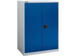 Flügeltürenschrank Schäfer Shop Select MS-i 12408, Stahlblech, B 800 x T 400 x H 1215 mm, 3 OH, Weißaluminium/Enzianblau, bis 150 kg