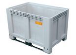 Logistikbox Cemo, Hart-Polyethylen (HDPE), grau, lebensmittelecht, B 1200 x T 800 x H 800 mm, 200 l hoch, mit Kufen