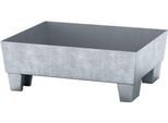 Auffangwanne ASECOS, Stahl, mit Sockelfüßen, 60 l Auffangvolumen, B 635 x T 785 x H 268 mm, verzinkt