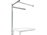 Aufbauportal m. Ausleger, Ansatztisch STANDARD Arbeitstisch/Werkbank UNIVERSAL/PROFI, 1250 mm, alusilber