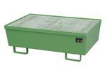Auffangwanne BAUER AM-2, mit Gitterrost, Stahl, 225 l, B 1200 x T 800 x H 415 mm, grün